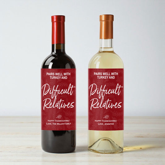 Difficult Relatives Personalized Wine Labels (Set of 12)