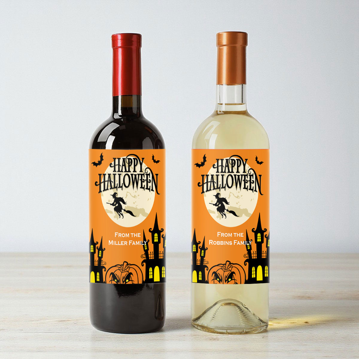 Happy Halloween Witch Personalized Wine Labels (Set of 12)