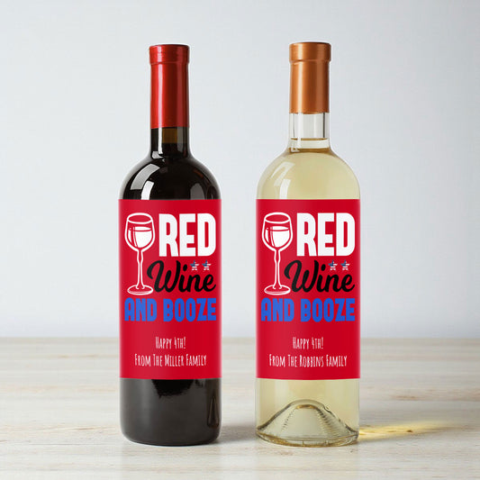 Red Wine And Booze Personalized Wine Labels (Set of 12)