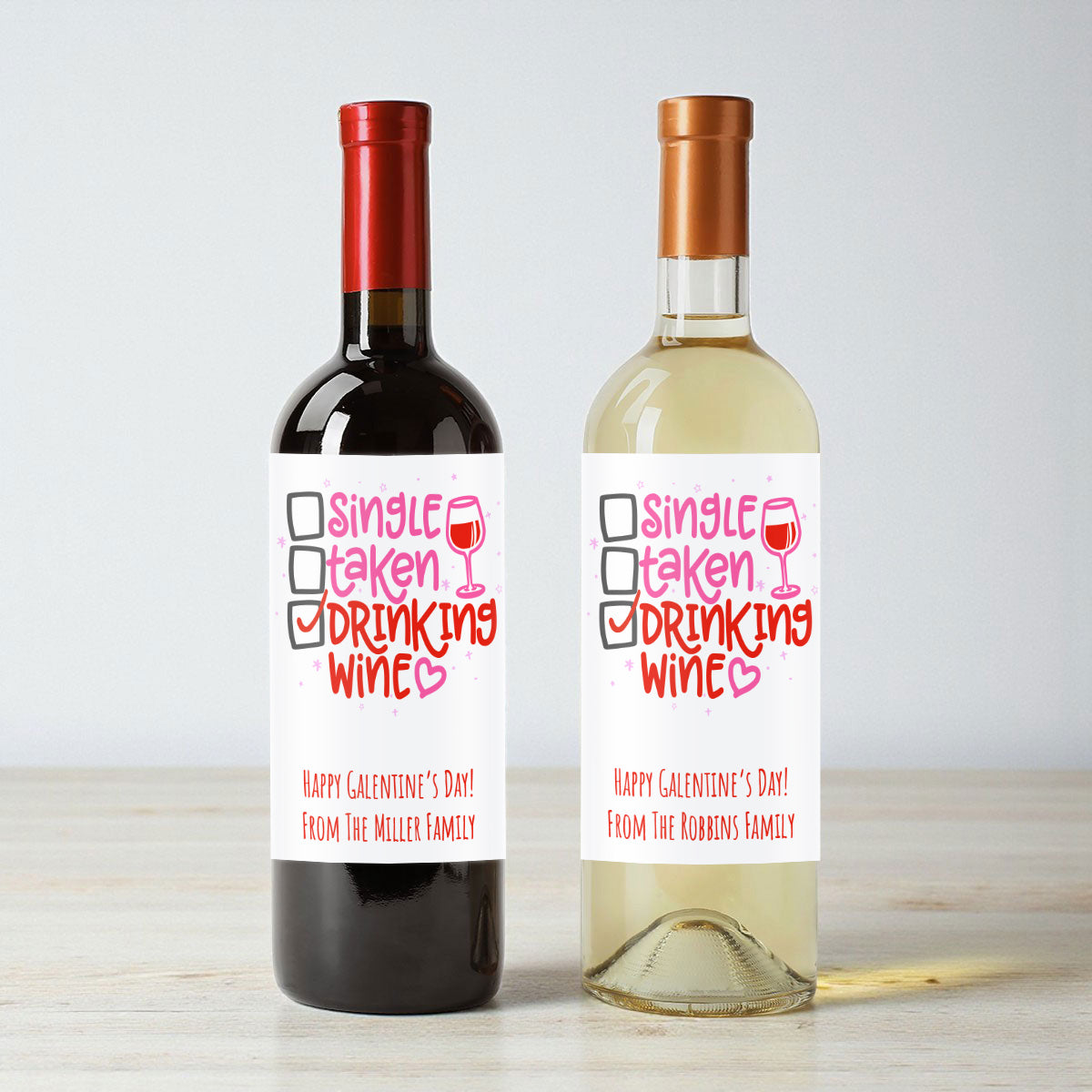 Single Taken Drinking Wine Personalized Wine Labels (Set of 12)