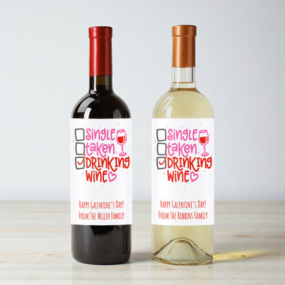 Single Taken Drinking Wine Personalized Wine Labels (Set of 12)