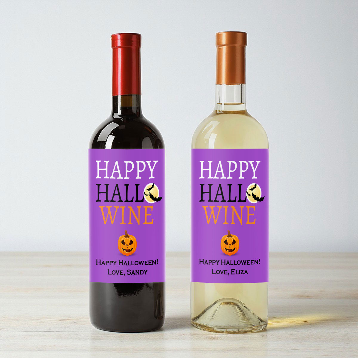 Happy Halloween Jack-O'-Lantern Personalized Wine Labels (Set of 12)