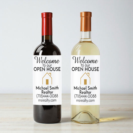 Welcome To Our Open House Personalized Wine Labels (Set of 12)