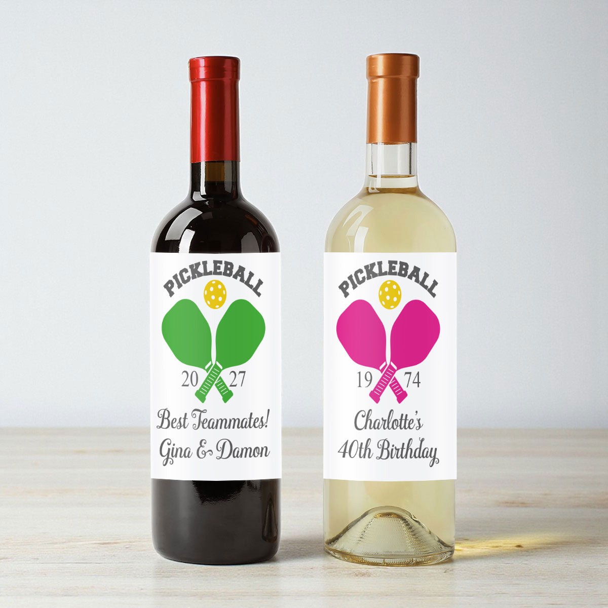 Pickleball Personalized Wine Labels (Set of 12)