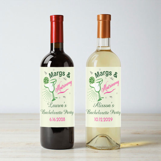 Margs & Matrimony Personalized Wine Labels (Set of 12)