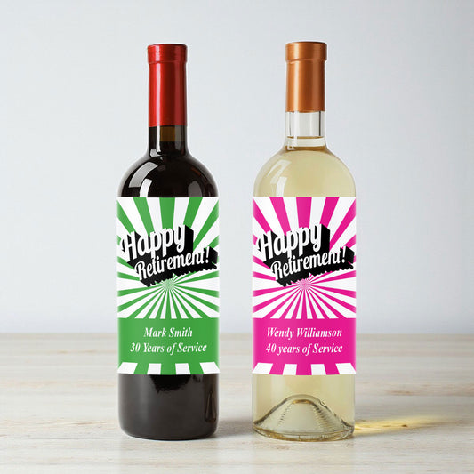 Happy Retirement Personalized Wine Labels (Set of 12)