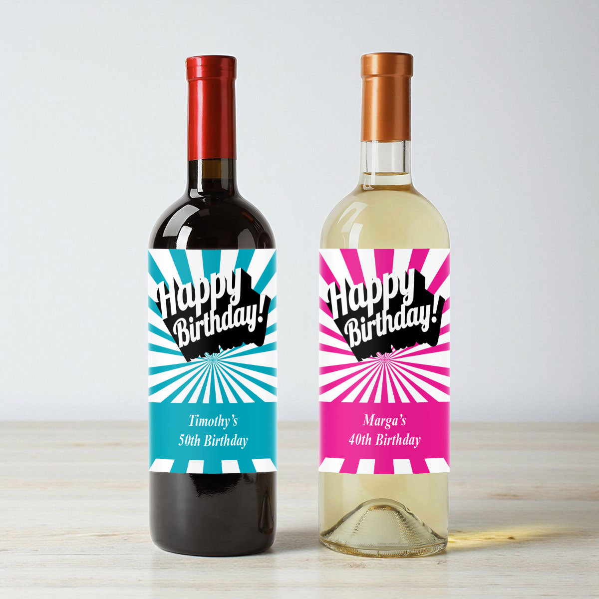 Happy Birthday Personalized Wine Labels (Set of 12)