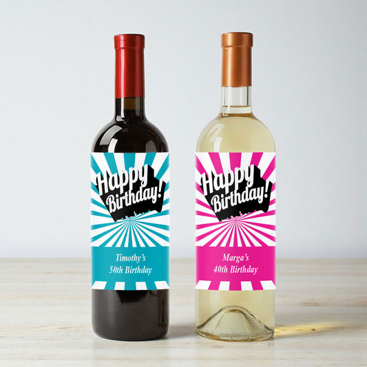 Happy Birthday Personalized Wine Labels (Set of 12)