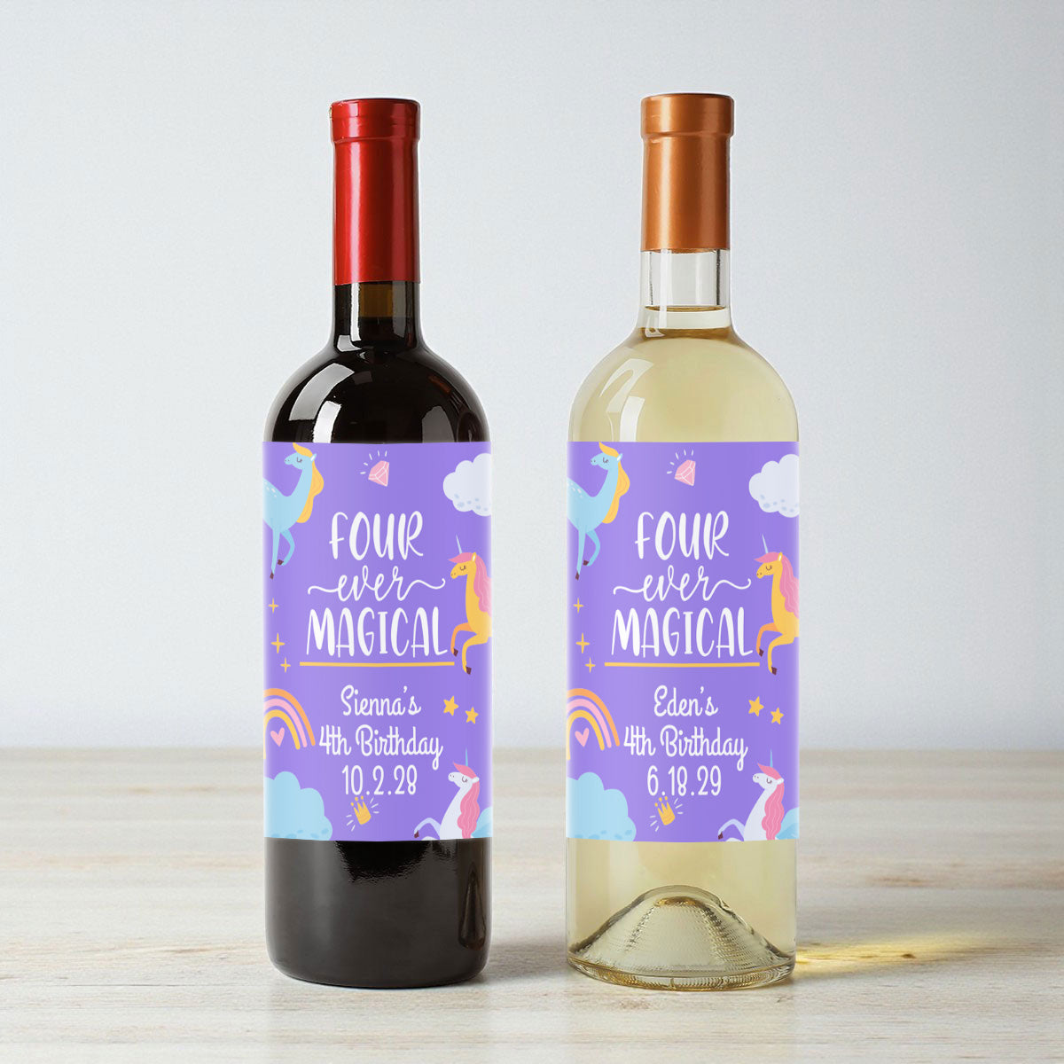 Four-Ever Magical Personalized Wine Labels (Set of 12)