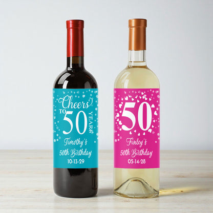 50th Birthday Personalized Wine Labels (Set of 12)