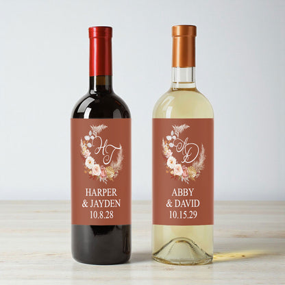 Fall Wreath Personalized Wine Labels (Set of 12)