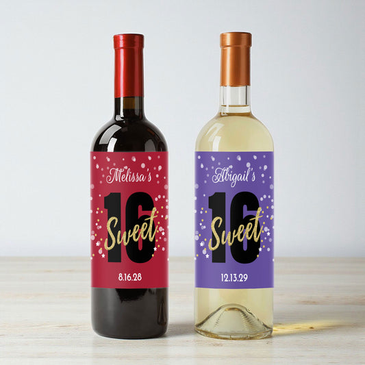 Sweet 16 Personalized Wine Labels (Set of 12)