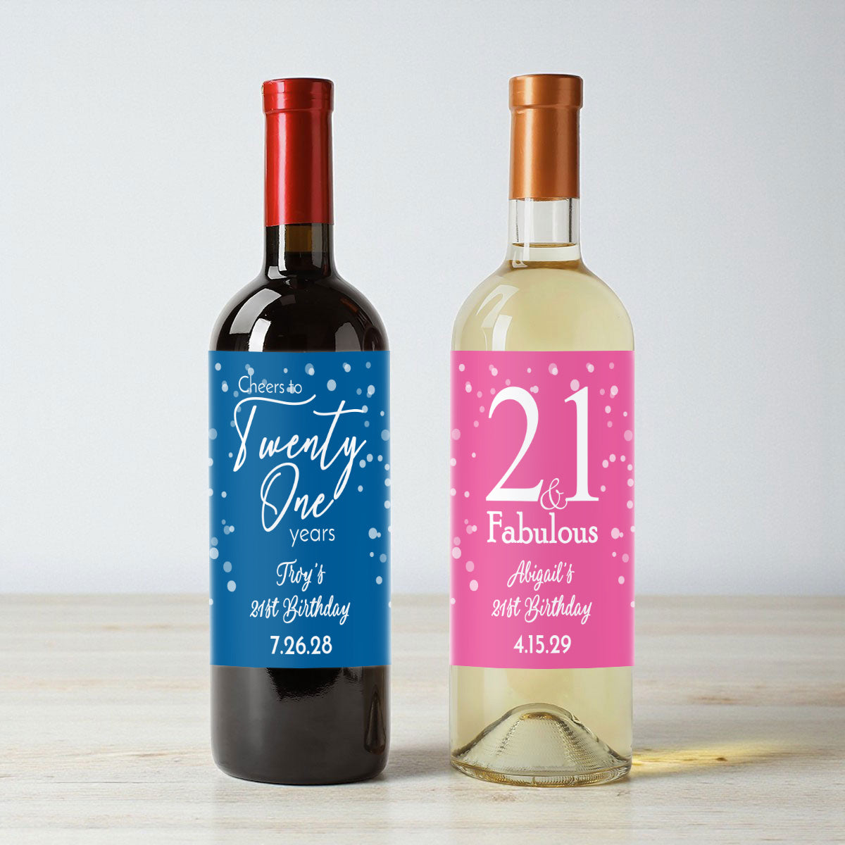 21st Birthday Personalized Wine Labels (Set of 12)