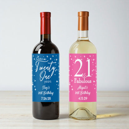 21st Birthday Personalized Wine Labels (Set of 12)