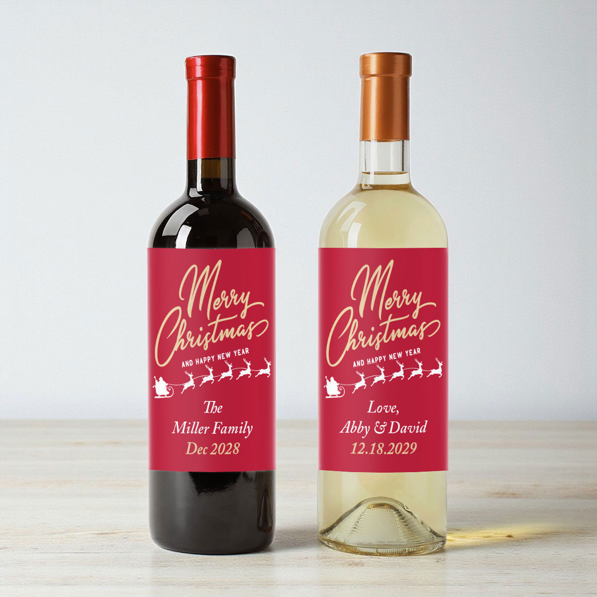 Merry Christmas Personalized Wine Labels (Set of 12)
