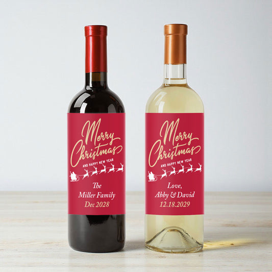 Merry Christmas Personalized Wine Labels (Set of 12)