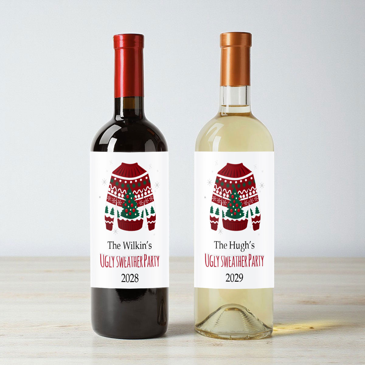 Ugly Sweater Party Personalized Wine Labels (Set of 12)