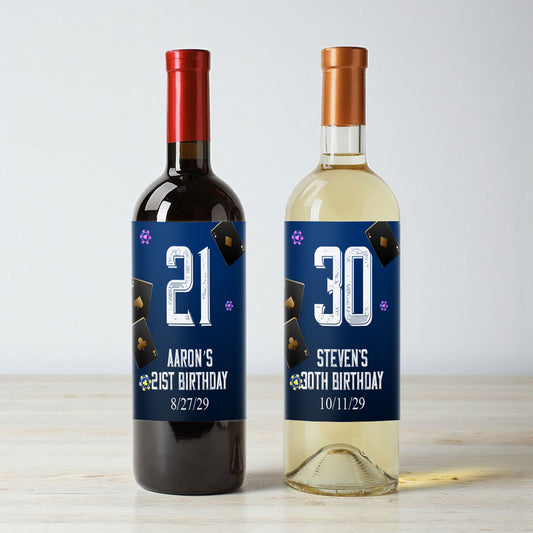 Vegas Birthday Personalized Wine Labels (Set of 12)