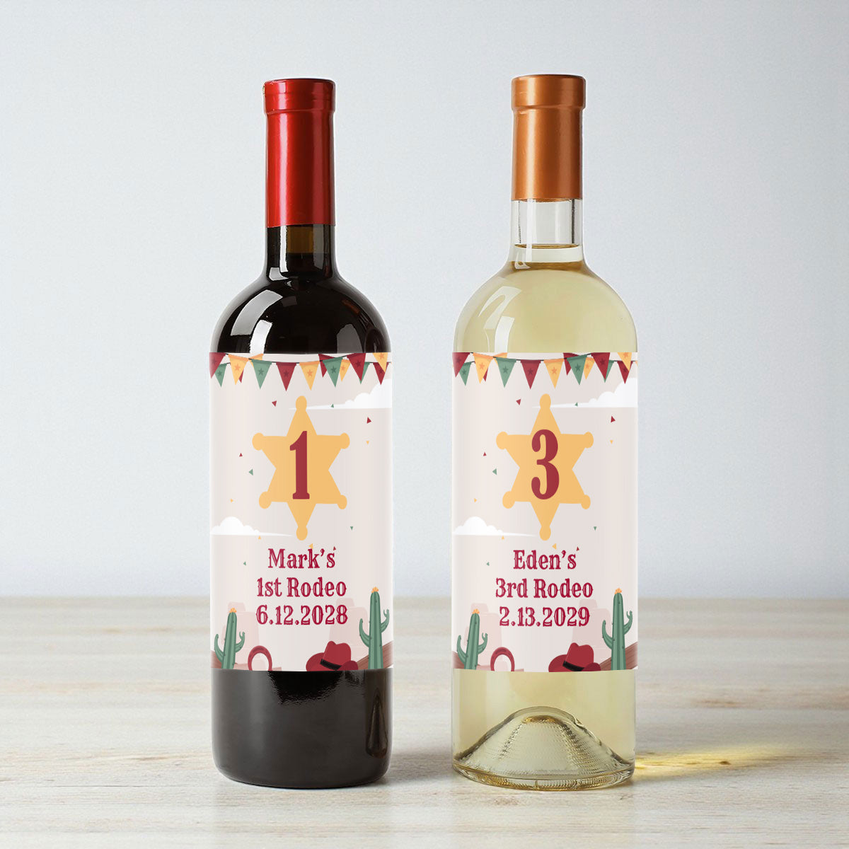 Wild West Birthday Rodeo Personalized Wine Labels (Set of 12)