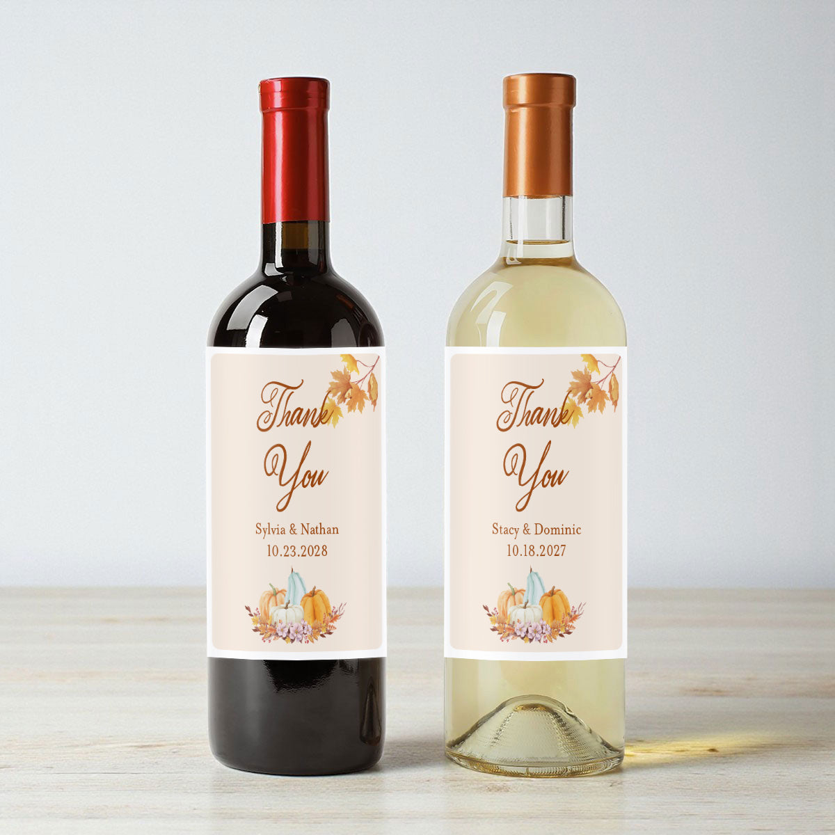 Fall Pumpkin Boho Personalized Wine Labels (Set of 12)