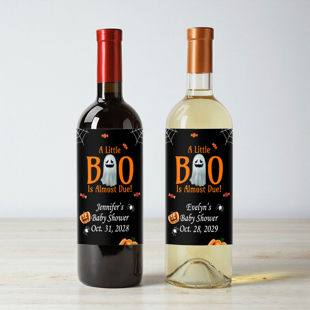A Little Boo Is Almost Due Personalized Wine Labels (Set of 12)