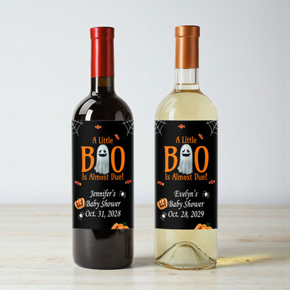 A Little Boo Is Almost Due Personalized Wine Labels (Set of 12)