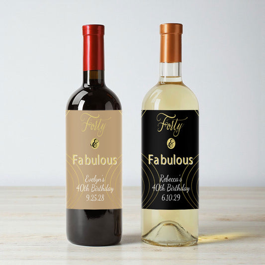 Forty & Fabulous Personalized Wine Labels (Set of 12)