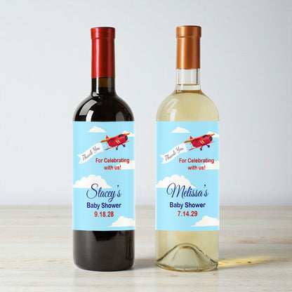 Airplane Birthday Baby Shower Personalized Wine Labels (Set of 12)