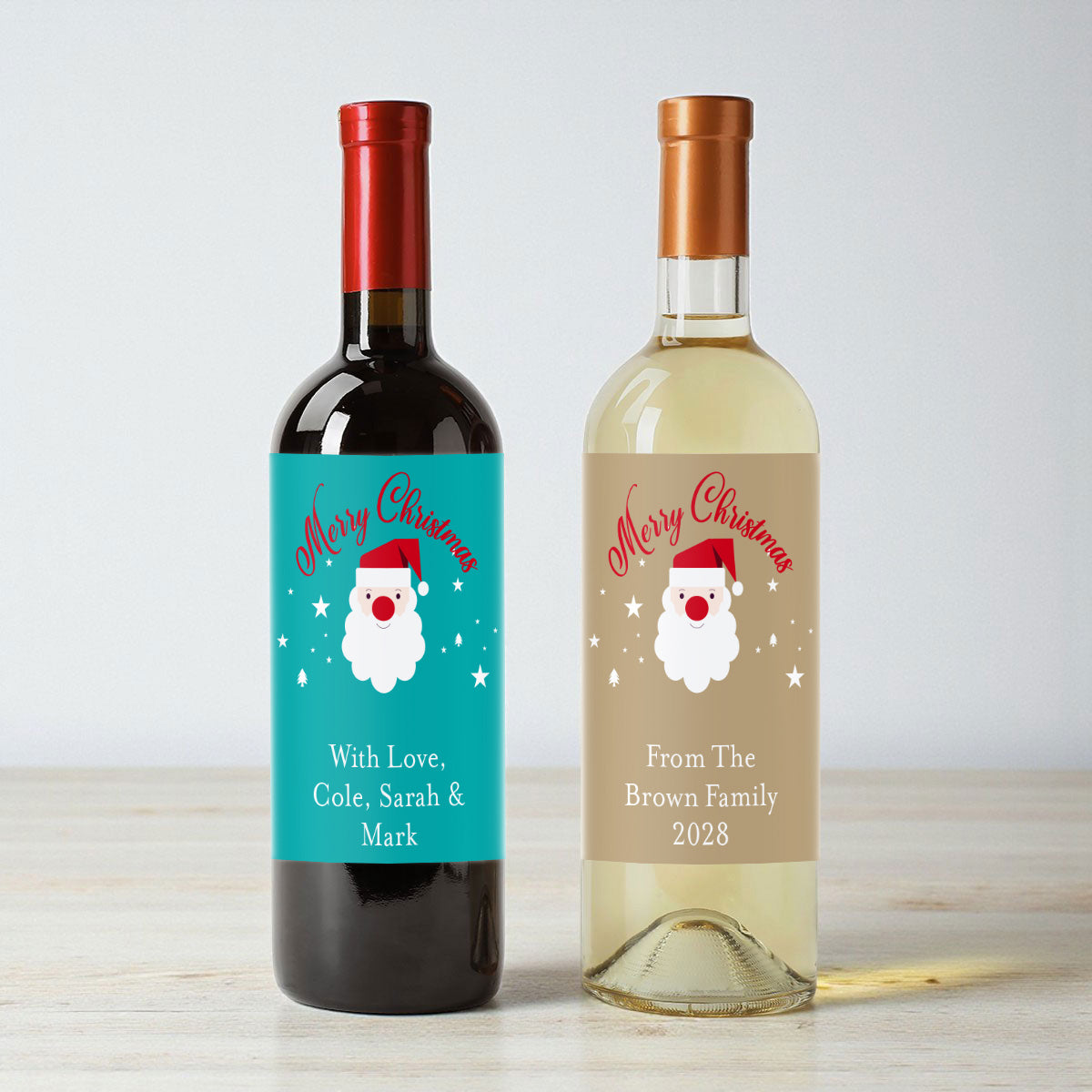 Christmas Santa Claus Personalized Wine Labels (Set of 12)