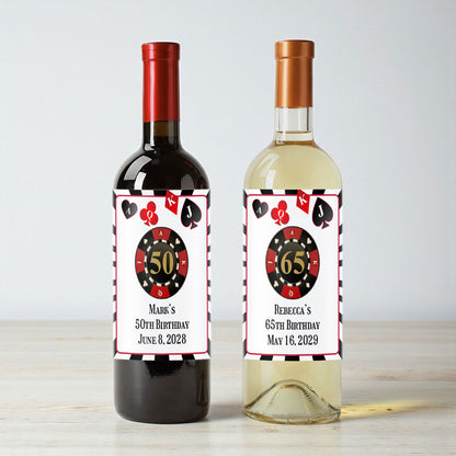 Vegas Birthday Personalized Wine Labels (Set of 12)