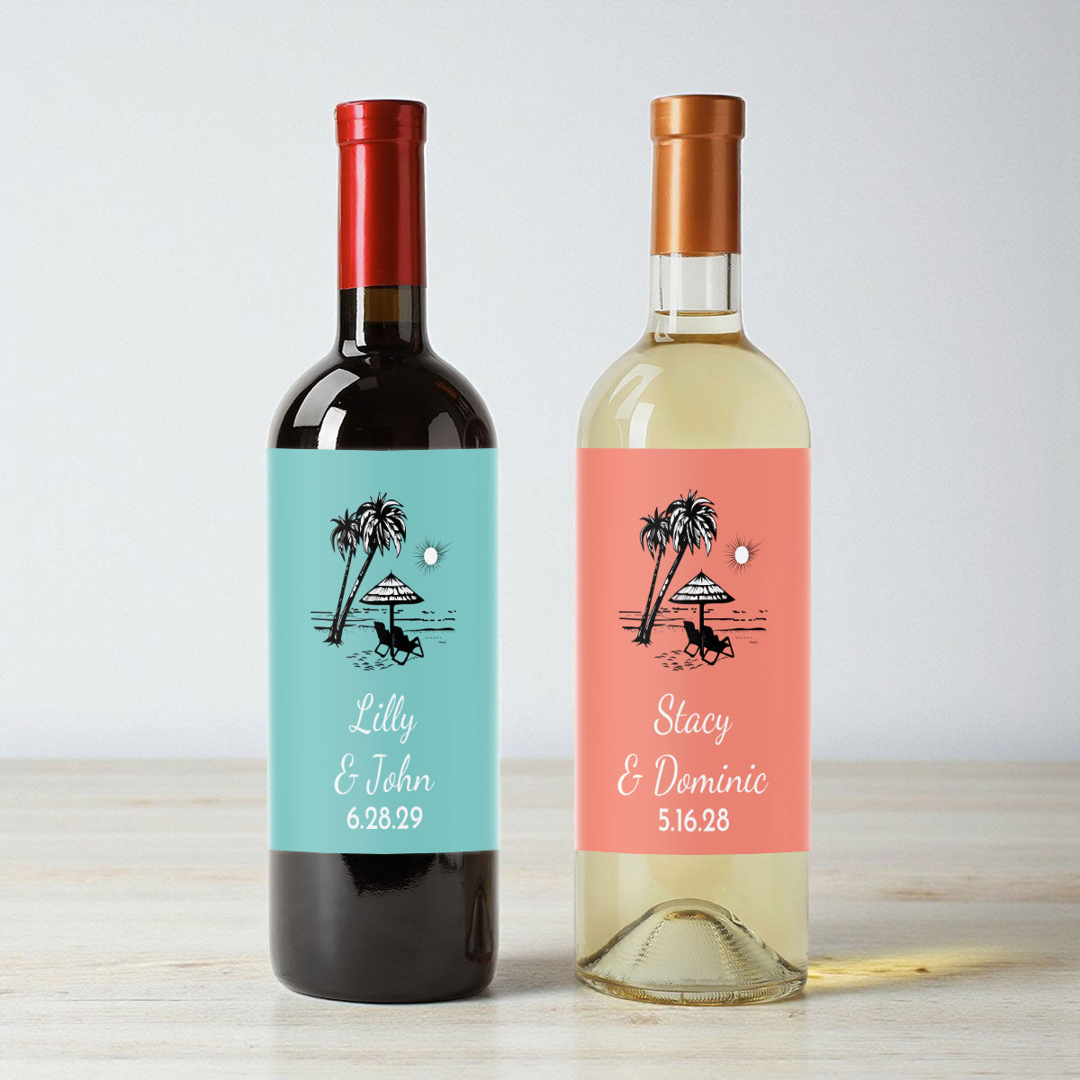 Beach Personalized Wine Labels (Set of 12)