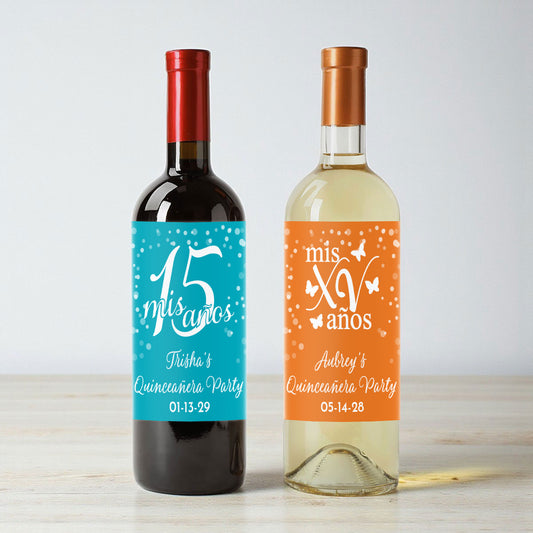 Quinceañera Personalized Wine Labels (Set of 12)