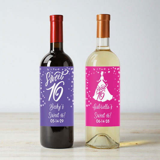 Sweet 16 Personalized Wine Labels (Set of 12)