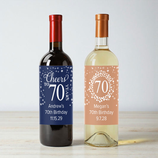 70th Birthday Personalized Wine Labels (Set of 12)