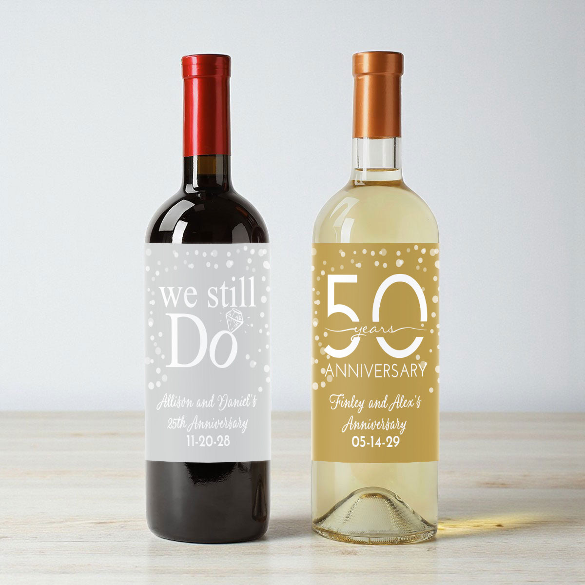 Anniversary Personalized Wine Labels (Set of 12)