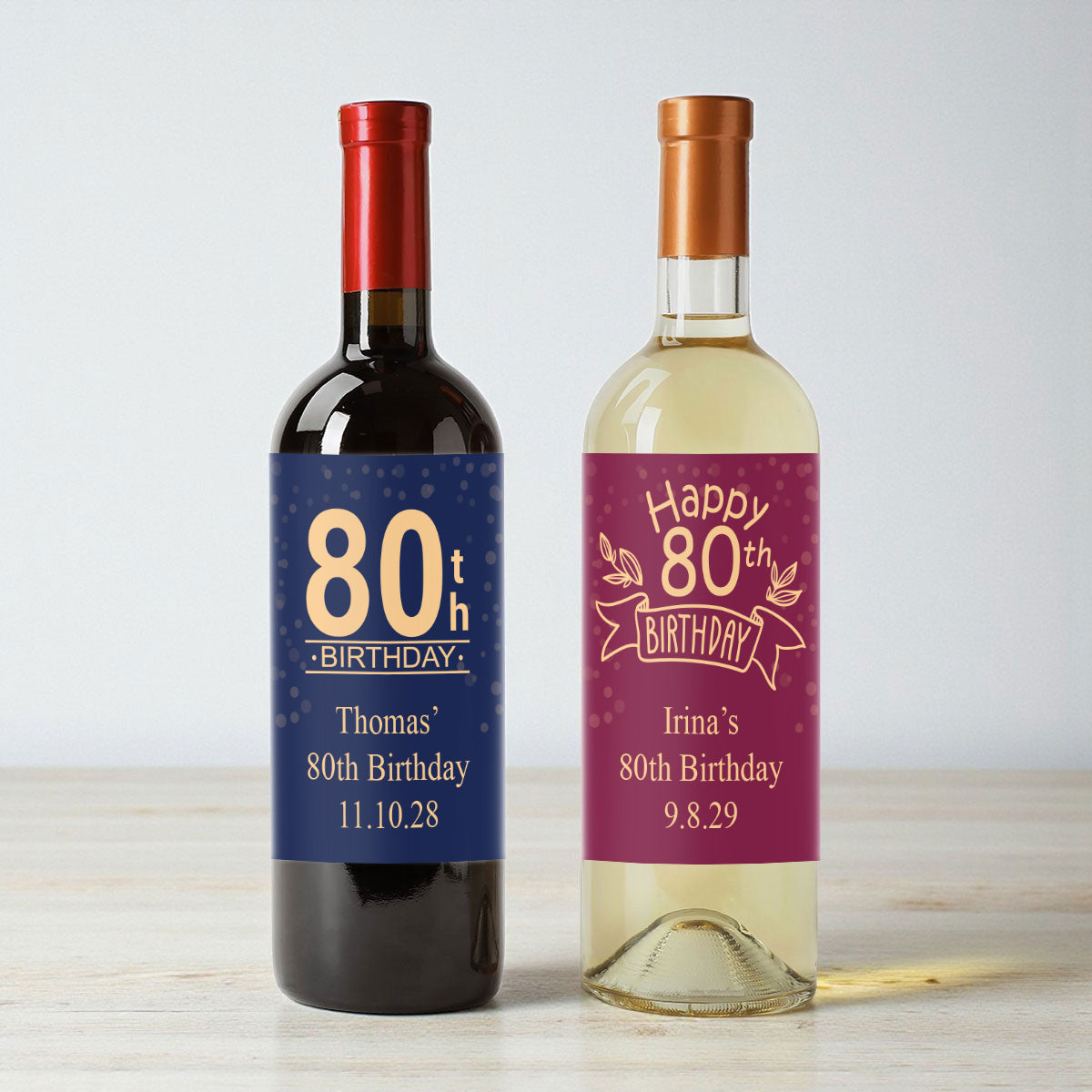 80th Birthday Personalized Wine Labels (Set of 12)