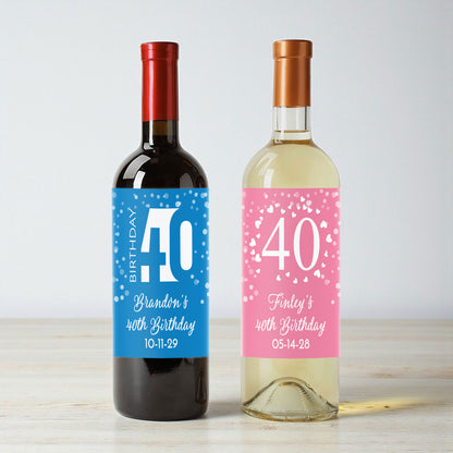 40th Birthday Personalized Wine Labels (Set of 12)