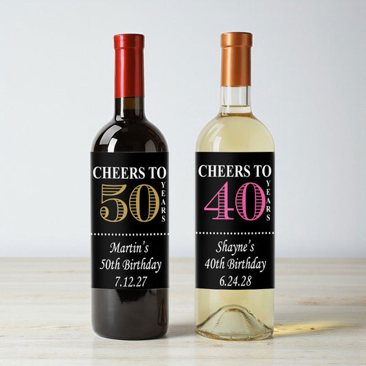 Cheers to Years Personalized Wine Labels (Set of 12)