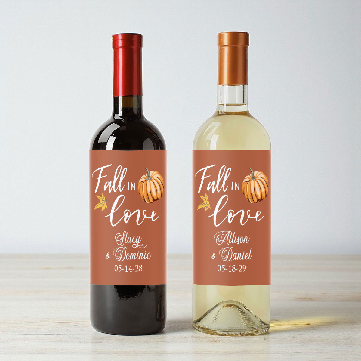 Fall In Love Pumpkin Personalized Wine Labels (Set of 12)