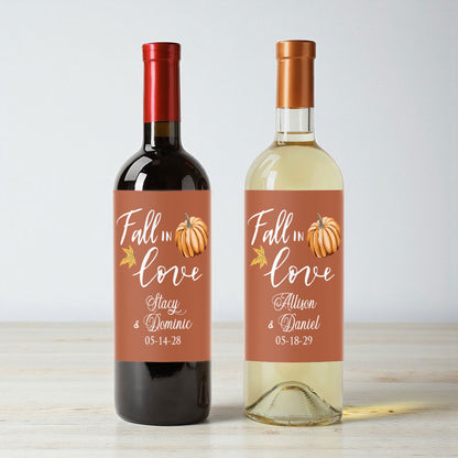 Fall In Love Pumpkin Personalized Wine Labels (Set of 12)