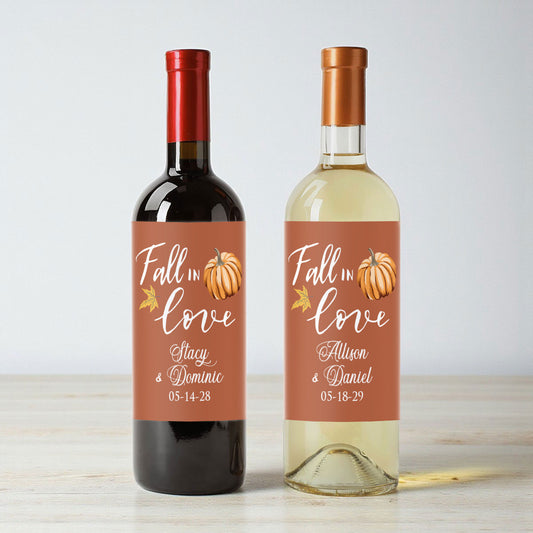 Fall In Love Pumpkin Personalized Wine Labels (Set of 12)
