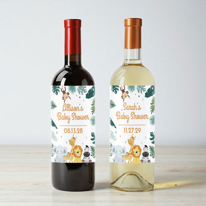 Safari Baby Shower Personalized Wine Labels (Set of 12)