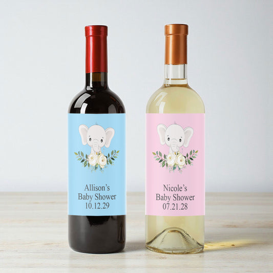Baby Elephant Personalized Wine Labels (Set of 12)