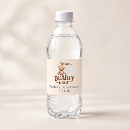We Can Bearly Wait Personalized Water Bottle Labels (Set of 12)