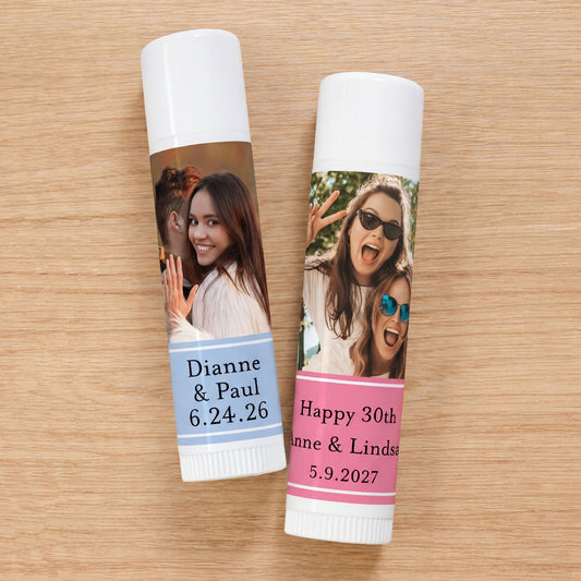Classic Photo Personalized Lip Balm Favors (Set of 12)