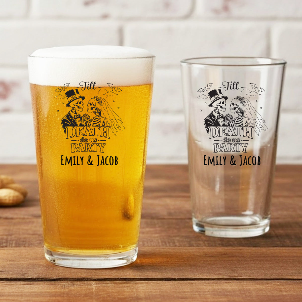 Till Death Do Us Part Personalized Pint Beer Glass (Set of 18)