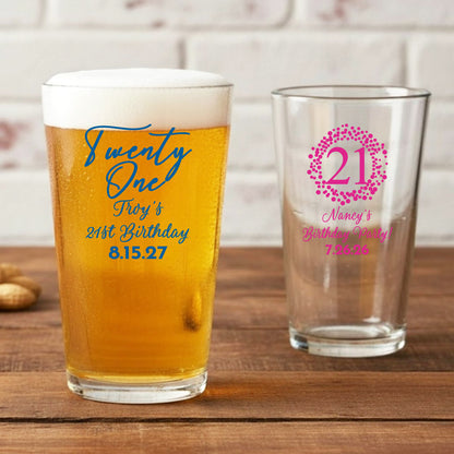 21st Birthday Personalized Pint Beer Glass (Set of 18)