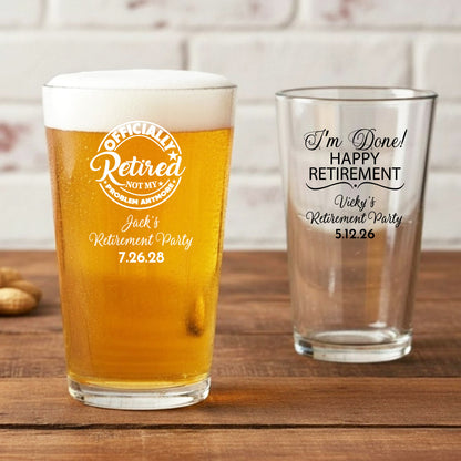 Retirement Personalized Pint Beer Glass (Set of 18)
