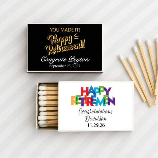 Happy Retirement Personalized Matches (Set of 50)