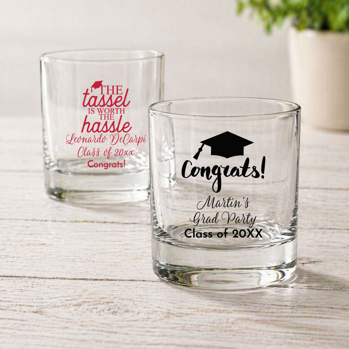 Graduation Personalized Whiskey Rocks Glass (Set of 24)